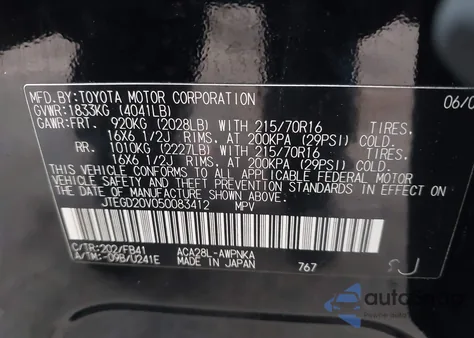2005 Toyota Rav4 z USA, uszkodzony, nr VIN JTEGD20V050083412